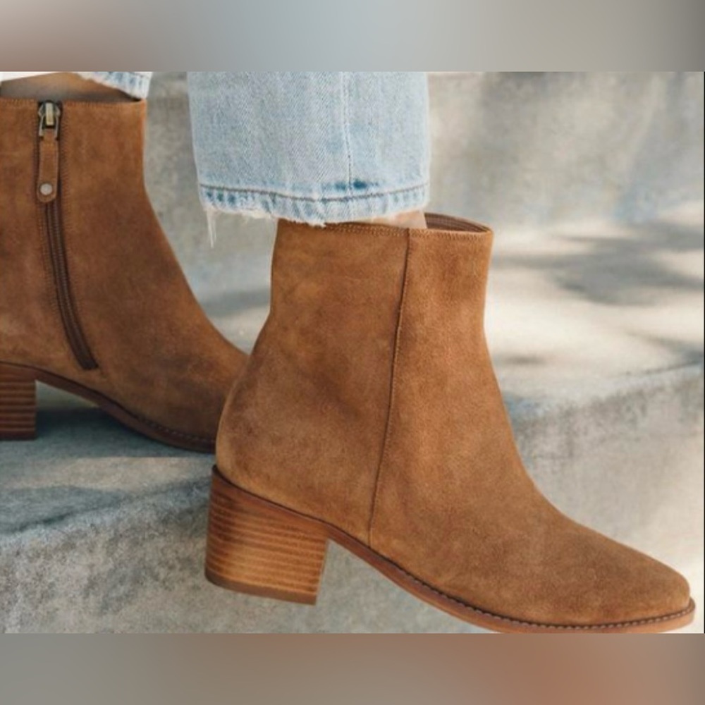 Soludos Fulton Tan Suede Ankle Bootie